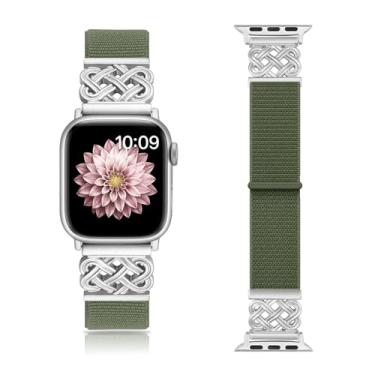 Imagem de Chinber Pulseiras de nylon compatíveis com Apple Watch séries 10, 9, 8, 7, 6, 5, 4 e 3 de 38 mm, 40 mm, 40 mm, 41 mm, 42 mm, 45 mm, 46 mm, 49 mm, SE, Ultra 2 1, Agulha de pinheiro, 38mm/40mm/41mm/42mm