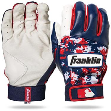 Imagem de Franklin Sports Luvas de beisebol MLB Digitek - Branco/Azul marinho/Vermelho Digi - Juvenil Pequeno