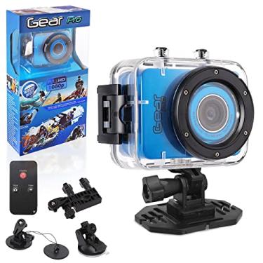 Imagem de Câmera de ação Gear Pro Sports – Mini filmadora HD 1080P com câmera de 12 MP, tela sensível ao toque de 2,4 polegadas, cartão SD HDMI, bateria – capa à prova d'água, cabo USB, controle remoto sem fio,