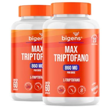 Imagem de Max triptofano, 860mg L-triptogano, Bigens, Kit 2x 60 cápsulas