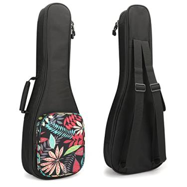 Imagem de MUINS Bolsa para Ukulele, 21 23 26 Estojo de Ukelele, almofada mais grossa para concerto Soprano Tenor Uke com alças duplas ajustáveis e alça (26 folhas pretas)