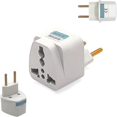 Imagem de Adaptadores Tomada Benjamim T Universal Padrão Europeu Uk Para Brasil 10a Até 250v - Bivolt 110V/220V - DM SHOPP