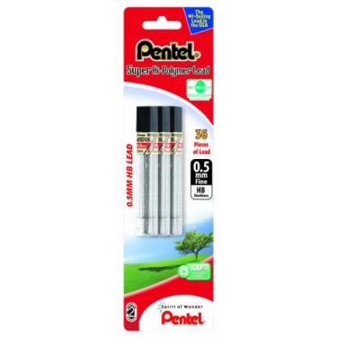 Imagem de Pentel Refil de grafite super alto polímero de 0,5 mm fino, HB, 36 peças de chumbo (C505BP3HB-K6)