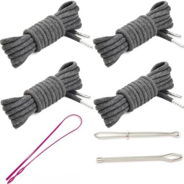 Imagem de Anjpuy Cordões De Reposição 53"E'S Com 4 Peças, Enfiador Fácil Para Calças Moletom, Shorts E Moletons. (Cinza Mesclado)