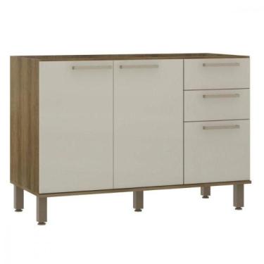 Imagem de Balcão 3 Portas 2 Gavetas Sem Tampo 1,20cm Luciane Isis Avela/mocca - 
