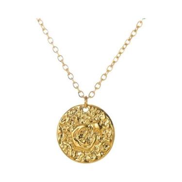 Imagem de Colar Com Pingente De Sol E Lua Vintage Dourado Para Mulheres, Aço Ino