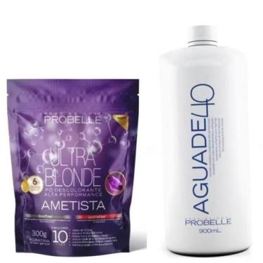 Imagem de Kit Pó Descolorante Ametista Ultra Blonde STAND POUCH 300G+Agua Oxigen