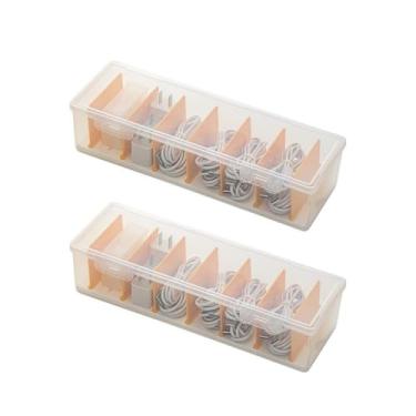 Imagem de Caixa organizadora de cabos transparente com 16 abraçadeiras, capa de gerenciamento de cabos para carregadores de telefone, fios e eletrônicos, ideal para gaveta, mesa, escritório e uso doméstico