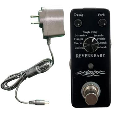 Imagem de ISET Pedal De Guitarra Reverb Baby Preto Mini Efeito Único Com Adaptador Energia