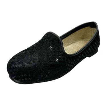 Imagem de Sapato social Sherwani infantil unissex tradicional – Mojari Jutti de casamento indiano para meninos e meninas – Calçado étnico sem cadarço para roupas festivas, Preto, 15