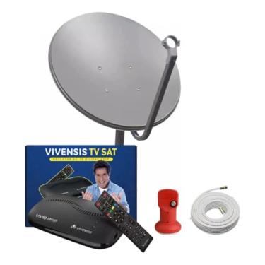 Imagem de Kit Receptor Digital Vx10 + Antena + Lnbf Ku + Cabo