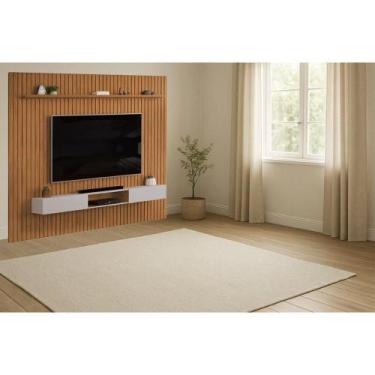 Imagem de Rack Bancada c/ Painel p/ TV Trento 275x240cm Freijo/Off White - DJ Mó