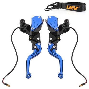 Imagem de LKV Alavanca de bomba de embreagem de freio de motocicleta com conjunto de reservatório de cilindro mestre hidráulico duplo 7/20.3 cm 22 mm pistão universal CNC compatível com Honda Yamaha Kawasaki