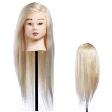 Imagem de Cabeça De Treino Manequim Natural E Sintetico Pra Penteados - A.R Vari