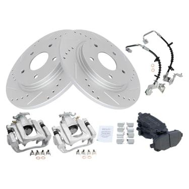 Imagem de TRQ Kit de freio e rotor de desempenho semimetálico compatível com Chrysler Town & Country Dodge Grand Caravan 2008-2011 2009-2011 Volkswagen Routan