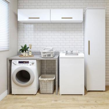 Imagem de Lavanderia Completa Uberaba 3 Portas 4 Prateleiras Branco - Kaiki Móveis