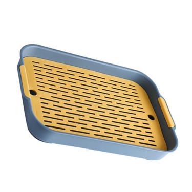 Imagem de Yosoo Rack de Secagem de Escorrinho de Prato de Duas Camadas, Placa de Drenagem de Plástico para Pia da Cozinha, Copo de Taça Retangular, Bandeja de chá