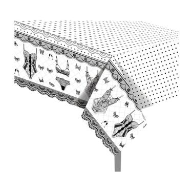 Imagem de CC HOME 1 toalha de mesa de plástico sexy de renda para festa, 137 x 213 cm, capa de mesa de biquíni para festa da meia-noite com tema sexy de meninas, chá de bebê, aniversário, jantar, piquenique