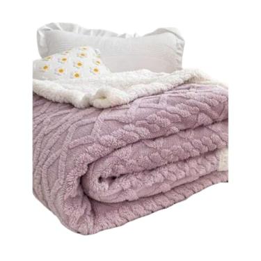 Imagem de Cobertor Manta Glamour Com Sherpa Lã De Carneiro Casal Dupla Face 1,80 x 2,20 Super Macia,cobertor casal grosso(Roxo)