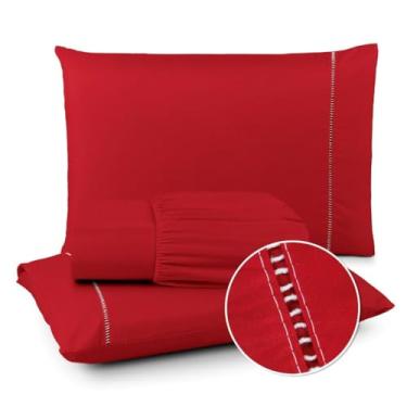 Imagem de Conjunto De Roupa De Cama 400 Linhas Simples Duplo Queen King(vermelho,Casal)