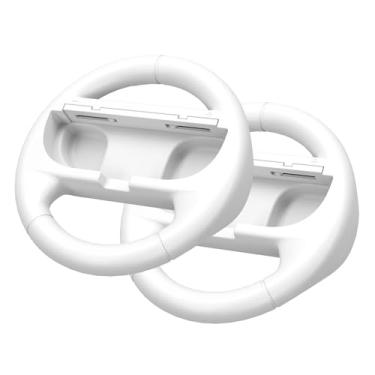 Imagem de VGBUS 2PACK Steering Wheels for Nintendo Switch 2/Nintendo Switch/Switch Oled Console JoyCons,Racing Wheels Compatible with Mario Kart Wolrd 8 Deluxe switch 2 2025 Joycon Controller. (2PCS WHITE)