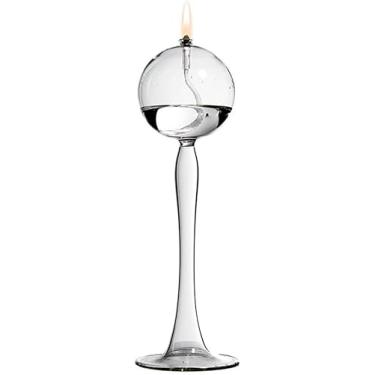 Imagem de Lâmpada De óleo De Vidro Transparente Moderna Para Iluminação De Emergência Doméstica Lâmpada De Querosene Lâmpada De Manteiga Sem Fumaça Doméstica Castiçal De Vi, H-23 cm