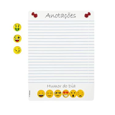 Imagem de Planejador Magnético folha A4, Lista de compras para Geladeira, 21 x 29,5 cm, Preto, com Indicador de Humor e Seção de Anotações escreve e apaga