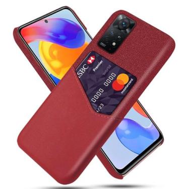 Imagem de Capa para Xiaomi Redmi Note 11 PRO 5G,Tela e tampa de couro PU,Antideslizante,360°cobertura completa à prova de choque com 1 slot de cartão atrás,Prevenção de queda-Red