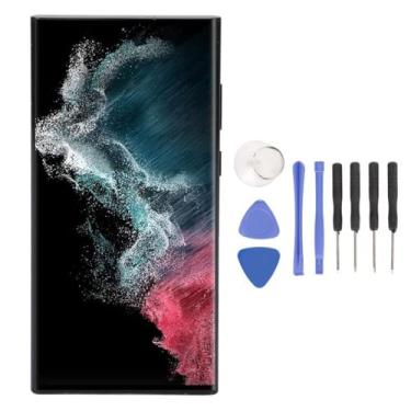 Imagem de Tela LCD sensível ao toque de 17.3 cm original para S22 Ultra, montagem digitalizadora S22ultra 5G SM S908B, substituição de tela LCD com moldura preta, versão internacional da UE