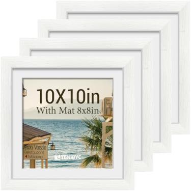 Imagem de TENIBYC Conjunto de 4 porta-retratos 25 x 25 cm - branco, exiba imagens 20 x 20 com tapete ou 25 x 25 sem tapete, vidro temperado HD, decoração de parede de galeria, decoração de casa e escritório