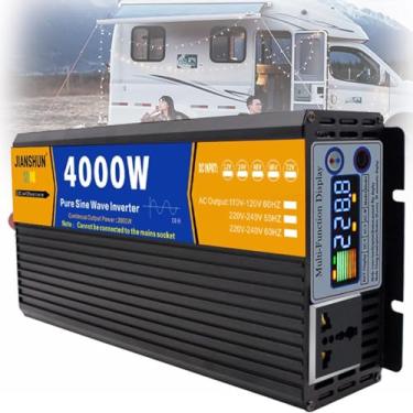 Imagem de Inversor De Energia - Conversor Dc 12v Para Ac 110v 120v Com Display - Inversor De Energia De Onda Senoidal Pura - Para Camping,casa,viagem - Inversor De Carro, 4000W, 12Vto220V