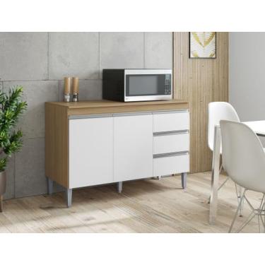 Imagem de Balcão Gabinete p/ Pia Andreia sem tampo 120 cm AJL Móveis - Amêndoa e