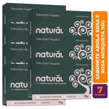 Imagem de Kit c/ 7 Sabonete Vegano Argila Branca e Rosa Mosqueta 80g - Orgânico 