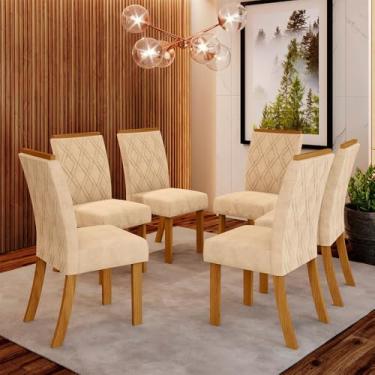 Imagem de Conjunto com 6 Cadeiras Estofadas Casa - Sofá Confortável para Sala de Jantar - Tecido Resistente (Nature com Linho)