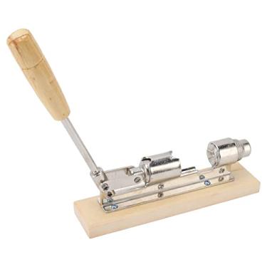 Imagem de KIMISS Ferramenta de Cracker de Porca Mecânica de Mesa - Abridor de Nozes de Noz de Metal Com Design de Alavanca, Ajustável para Vários Tamanhos de Nozes, Aço Inoxidável e Base de Madeira de Faia