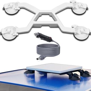 Imagem de Mini suporte Starlink – Suporte com ventosa e cabo carregador de carro de 3 m incluído | Força de conexão de 90 kg | Starlink Mini acessórios para carros, trailers, barcos (branco)