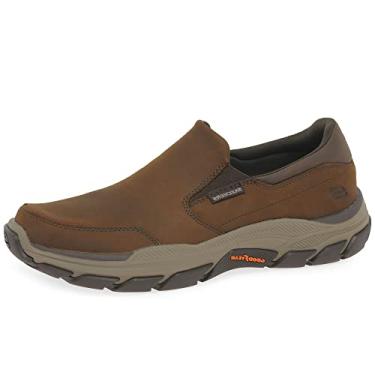 Imagem de Skechers Calum Goodyear masculino respeitado couro de perfil baixo de borracha sem cadarço com gore duplo, Marrom escuro, 45