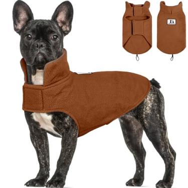 Imagem de Jaqueta de lã para cães à prova de vento para inverno DENTRUN com revestimento reflexivo macio para animais de estimação colete de cachorro vestuário sobretudo para raças pequenas médias grandes para acesso a correia de clima frioDENTRUN S marrom