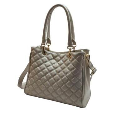 Imagem de Bolsa Média Quadrada Matelassê Couro Off White-Feminino