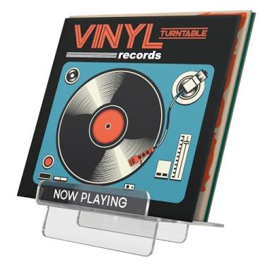 Imagem de Americanflat Suporte de disco de vinil de 19 x 19 cm - placa de acrílico transparente com prateleira frontal e armazenamento traseiro - comporta até 19 discos - design moderno e minimalista