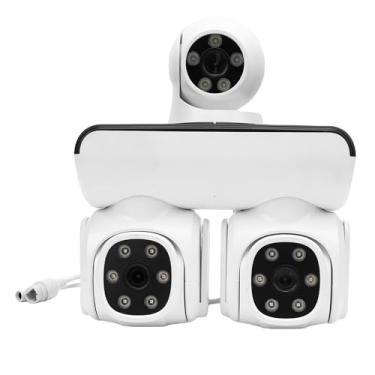 Imagem de Heayzoki Câmera de Segurança Ao Ar Livre Com Lente Tripla, Câmera Wi -Fi de 5MP Com Aplicativo, Prova de água IP66, Empurrão de Alarme Dinâmico Inteligente, Detecção Humana de (Plugue da UE)