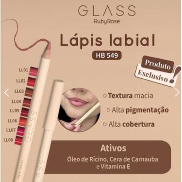Imagem de Lápis labial linha glass ruby rose cor LL07 - Ruby rose linha glass