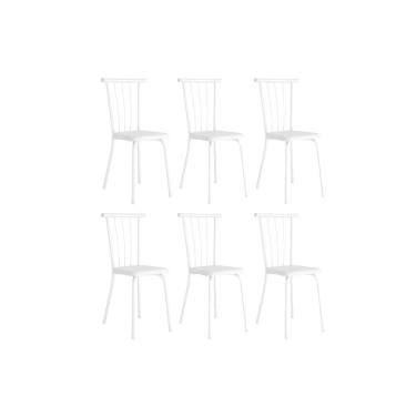 Imagem de Kit 6 Cadeiras de Cozinha 154 Aço 6 Uni Branco/Courano Branco - Carraro