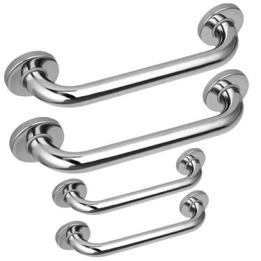 Imagem de ONIZOOMI Barras de Apoio de Segurança em Aço Inoxidável 304 para Casa de Banho, 4 Peças, Antiderrapantes, Montagem na Parede, para Idosos e Pessoas com Mobilidade Reduzida (2×40 cm + 2×60 cm)