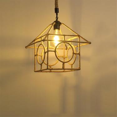 Imagem de Contemporâneo Corda De Cânhamo Restaurante Lâmpada Pendente Estilo Industrial Retro Internet Café Bar Quarto Roupa Loja Balcão Bar Candelabro (O D43CM)