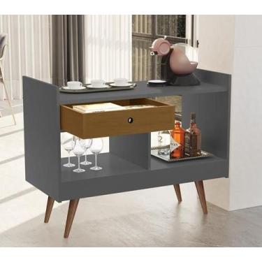 Imagem de Aparador Estilo Buffet 2 Ambientes Retrô Duda Plus Cor Onix - Comprar 