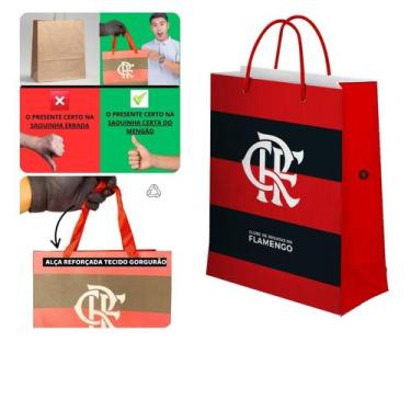 Imagem de Sacola M Papel Off-Set Alça Gorgurão Time Flamengo Oficial - Brasfoot