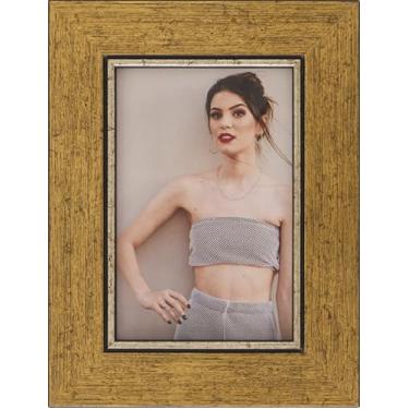 Imagem de Porta Retrato de Mesa 20x25cm Moldura Dourada Rústica 1010