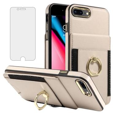 Imagem de Asuwish Capa de celular para iPhone 7plus 8plus 7/8 Plus capa de celular carteira com protetor de tela fina de couro PU compartimento para cartão com bloqueio de RFID suporte i Phone7s 7s + 7+ 8s 8+