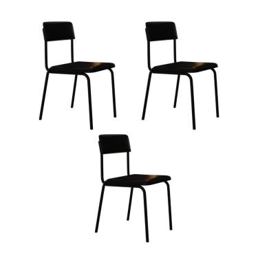 Imagem de Cadeira Fit Fixa C/4 Pes 475 X 505 X 810 Mm C/3 Un. Courino Preto Courino Preto